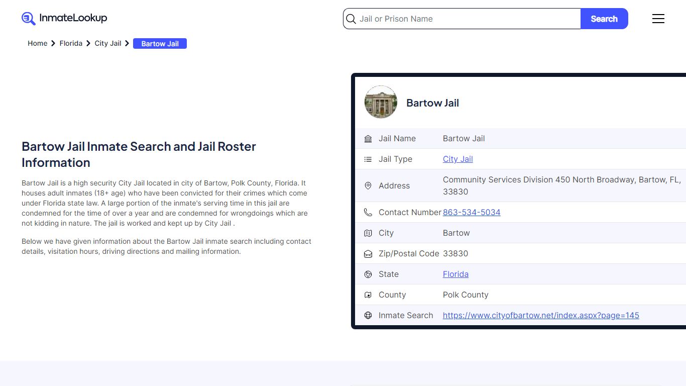 Bartow Jail (FL) Inmate Search Florida - Inmate Lookup